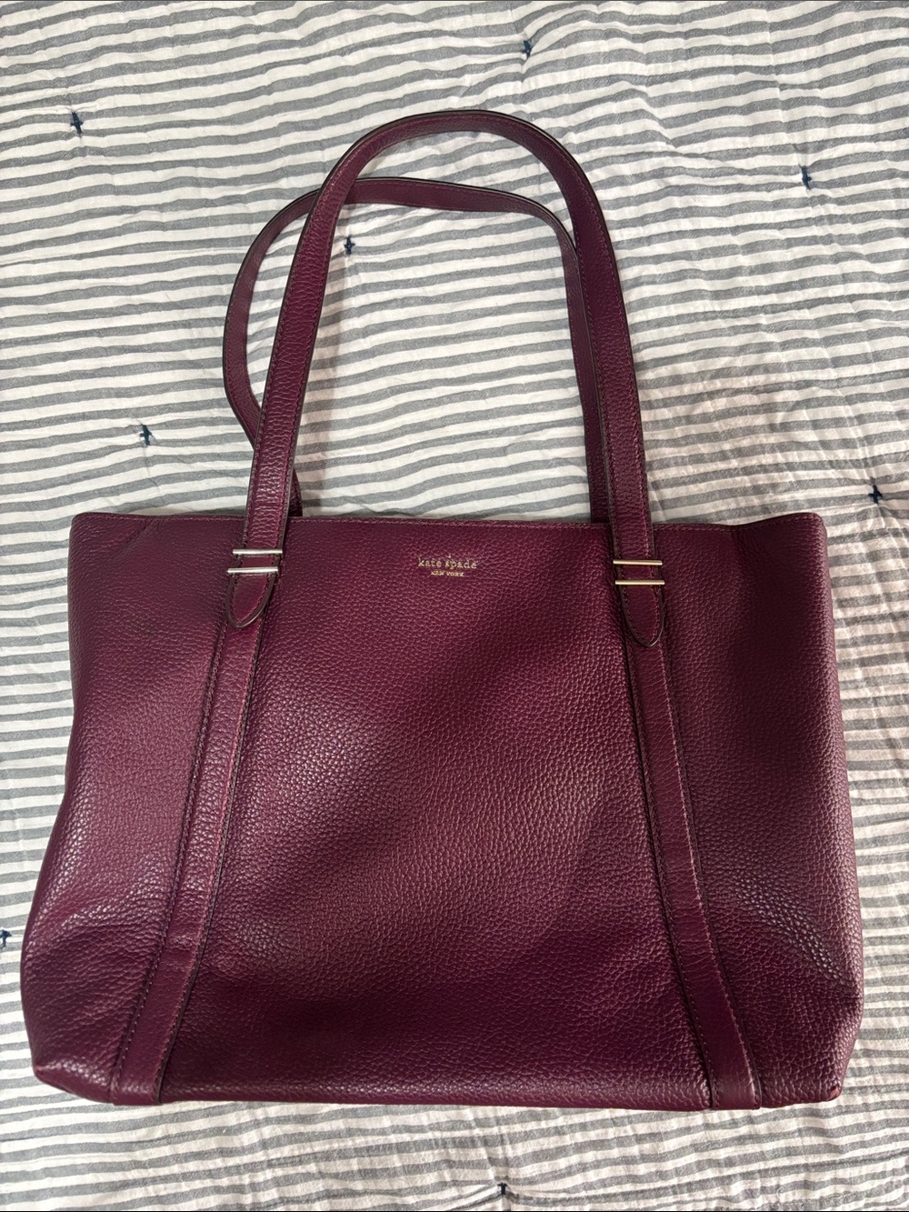 kate spade Pebble Leather Tote in Wine